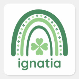 ignatia Name Clover Boho Rainbow Quadratischer Aufkleber