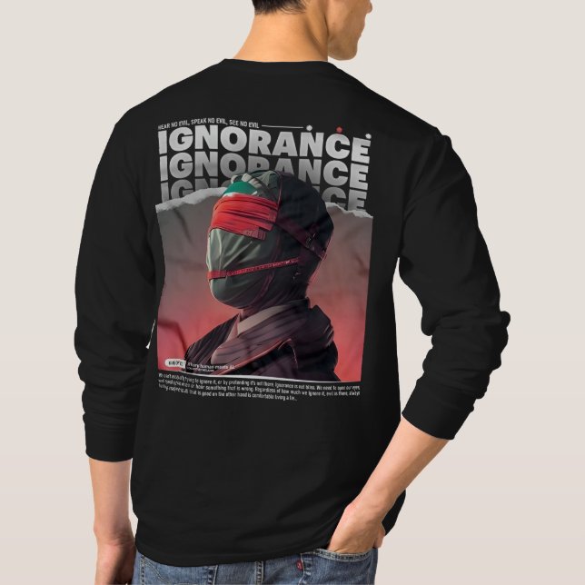 IGNORANCE verschleiert Gesicht Brutalismus Streetw T-Shirt (Rückseite)