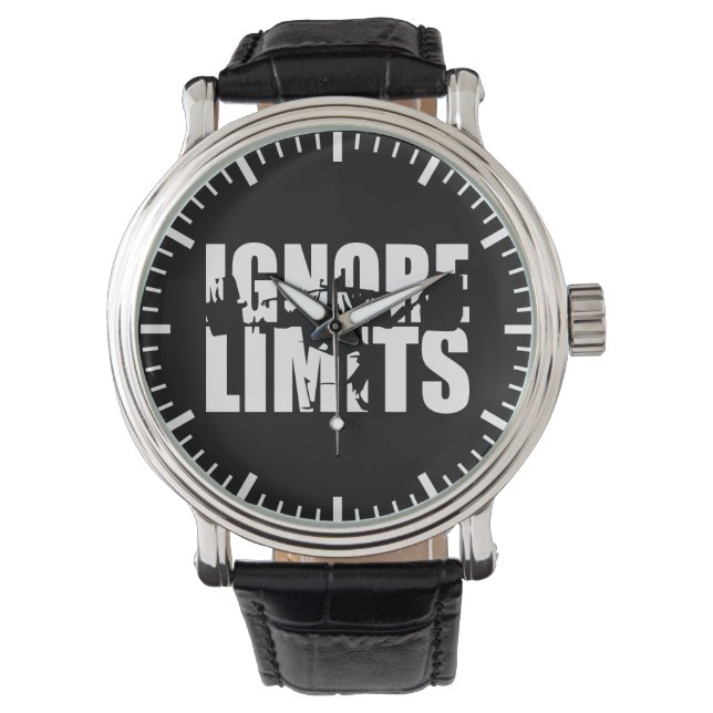 IGNORE LIMITS - Squat Leg Day Workout Motivierend Armbanduhr (Vorderseite)