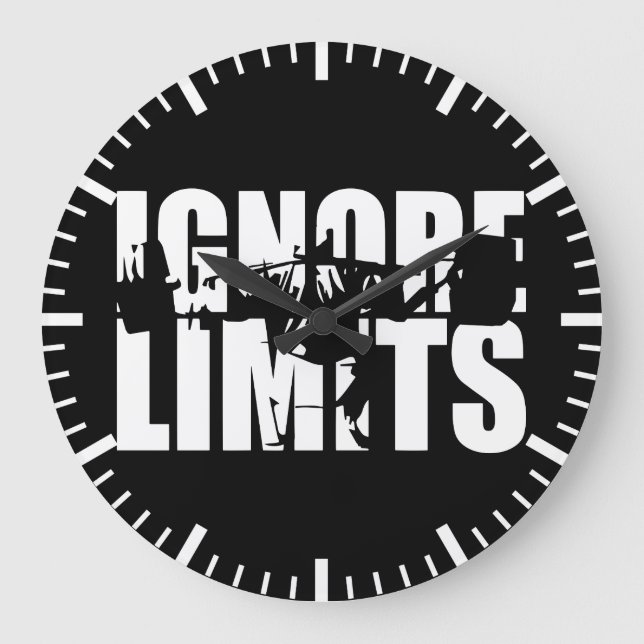 IGNORE LIMITS - Squat Leg Day Workout Motivierend Große Wanduhr (Vorderseite)