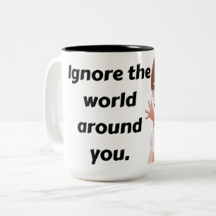 'Ignoriere die Welt' Anime-Style Zwei-Töne-Tasse Zweifarbige Tasse