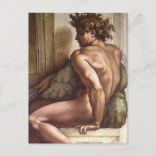Ignudo, Sixtinische Kapelle von Michelangelo Postc Postkarte