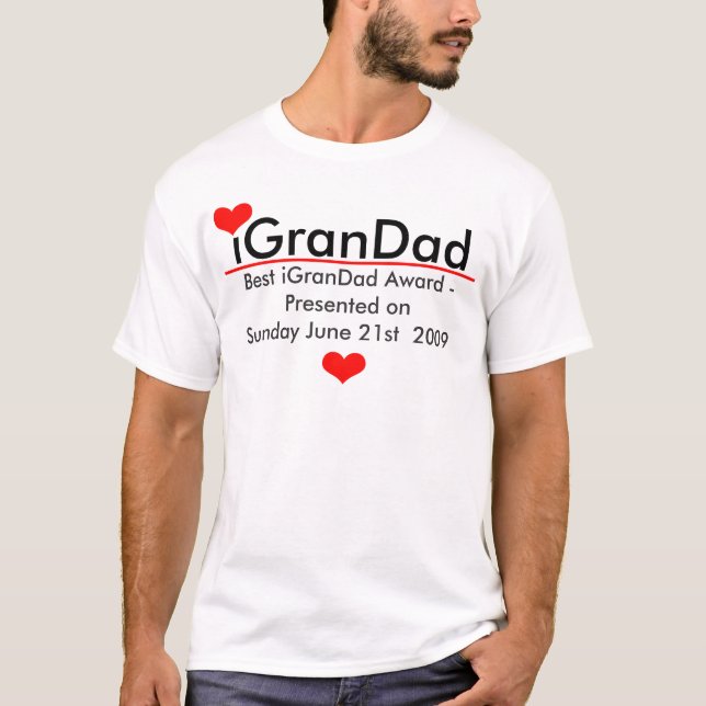 iGranDad - Angepasst an rote Herzen und Linie T-Shirt (Vorderseite)