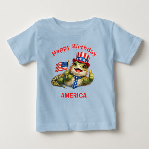 Iguana (3D) Patriotisches Kinder-T-Shirt Baby T-shirt