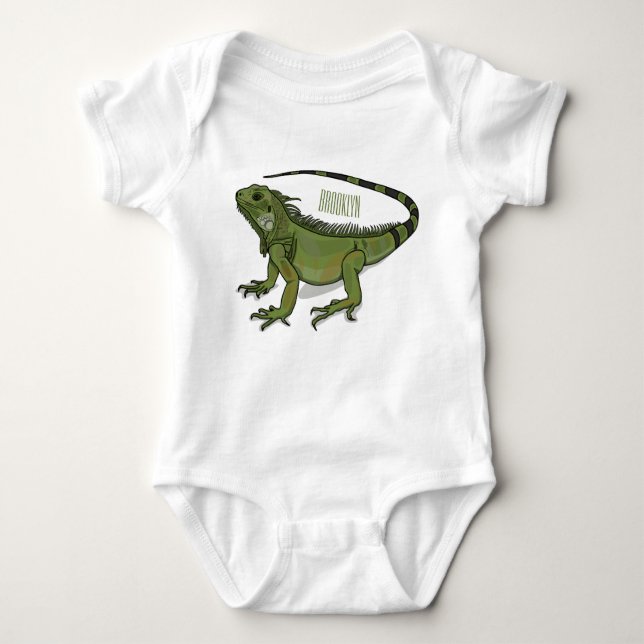 Iguana-Cartoon-Abbildung Baby Strampler (Vorderseite)