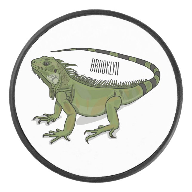 Iguana-Cartoon-Abbildung Eishockey Puck (Vorderseite)