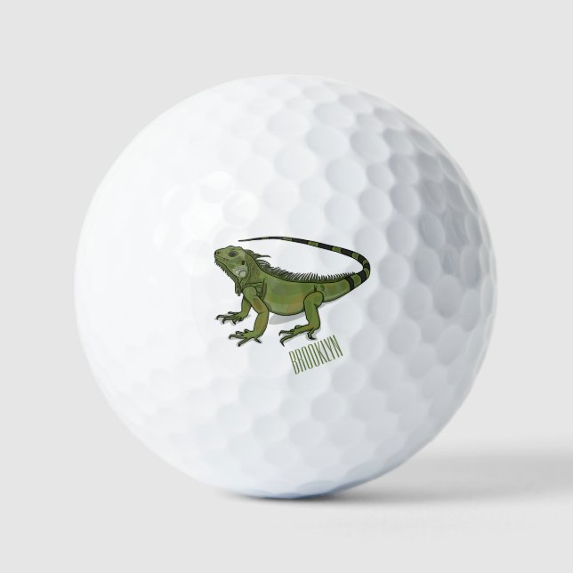 Iguana-Cartoon-Abbildung Golfball (Vorderseite)