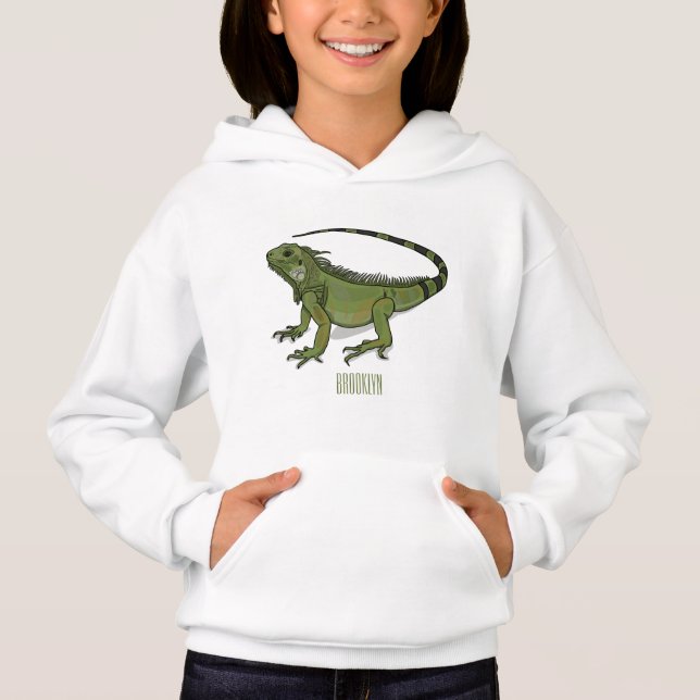 Iguana-Cartoon-Abbildung Hoodie (Vorderseite)