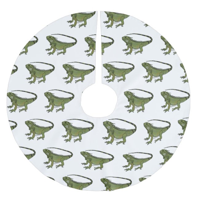 Iguana-Cartoon-Abbildung Polyester Weihnachtsbaumdecke (Vorderseite)