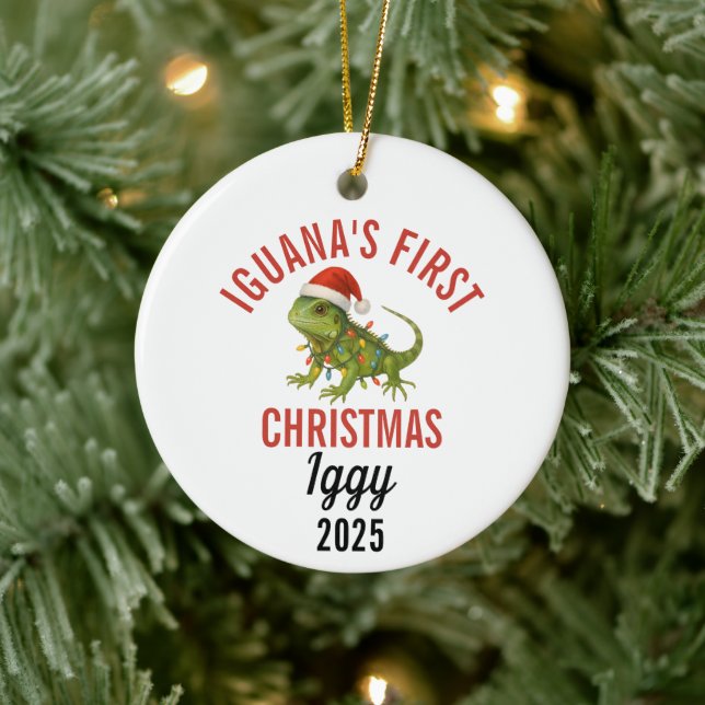 Iguana First Christmas 2025 Keramik Ornament (Baum)