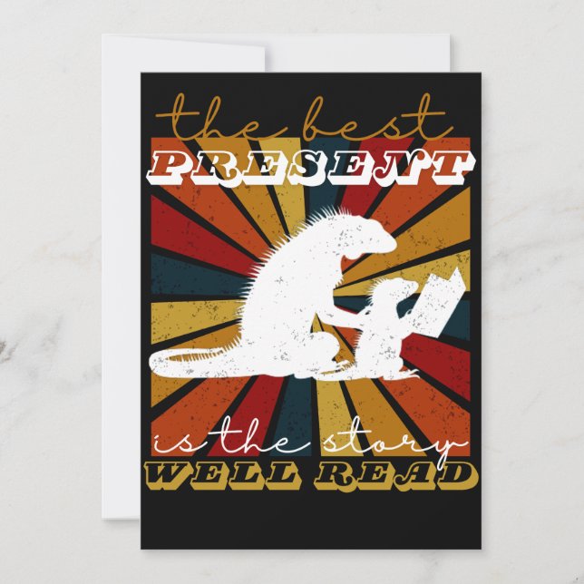 Iguana Grafik Weihnachtsgeschenk für Buchliebhaber Einladung (Vorderseite)