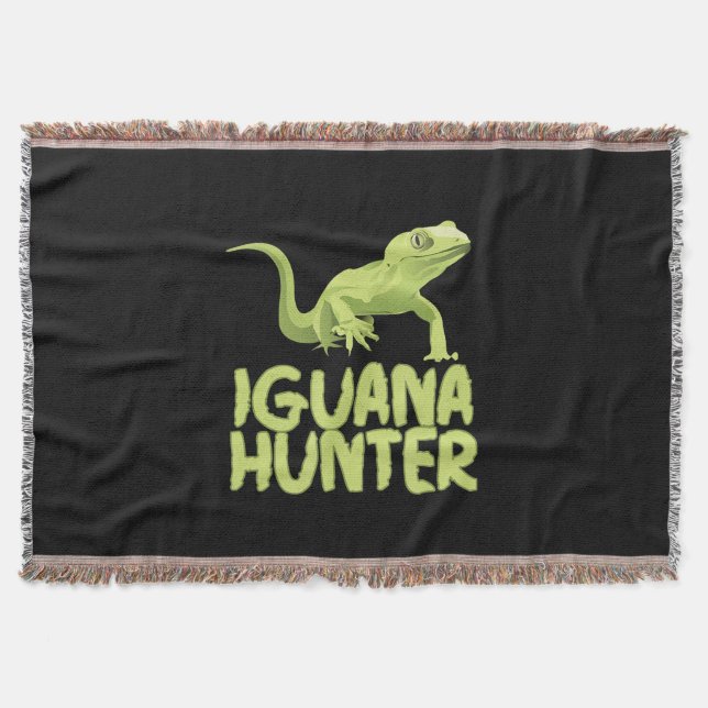 Iguana Hunter - Funny Iguana Reptile Lizard Hausti Decke (Vorderseite)