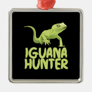 Iguana Hunter - Funny Iguana Reptile Lizard Hausti Ornament Aus Metall