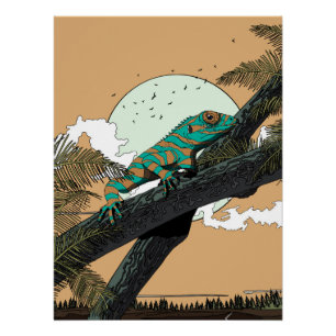 Iguana im Dschungel Poster