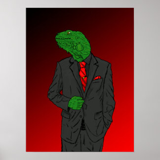 Iguana in einem Anzug Poster