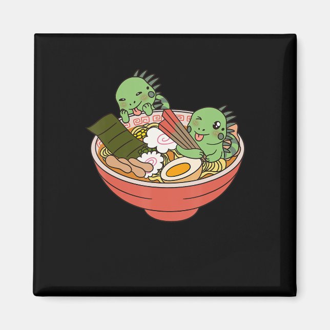 Iguana Kawaii Ramen Funny Pet Gift Magnet (Vorne)