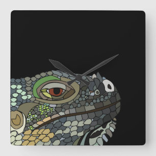 Iguana Lizard Animal Iguana Quadratische Wanduhr