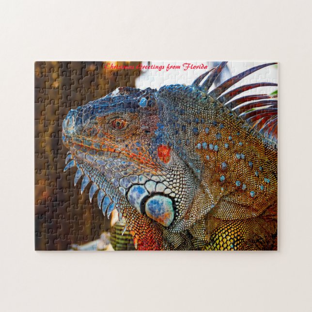 Iguana Lizard Florida. Weihnachtsgrüße Puzzle (Horizontal)