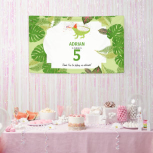 Iguana Lizard Partying Animals Geburtstagsparty Banner
