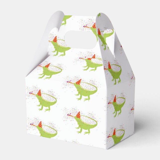 Iguana Lizard Partying Tiere mit Party Geschenkschachtel (Vorderseite)