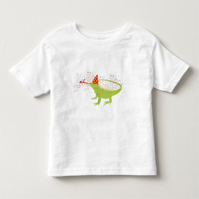 Iguana Lizard Partying Tiere mit Party Kleinkind T-shirt (Vorderseite)
