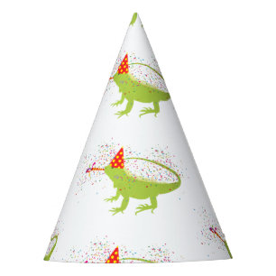 Iguana Lizard Partying Tiere mit Party Partyhütchen