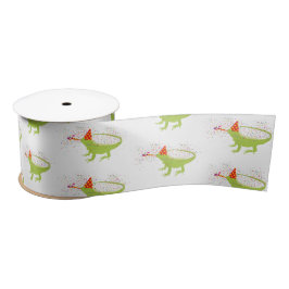 Iguana Lizard Partying Tiere mit Party Satinband