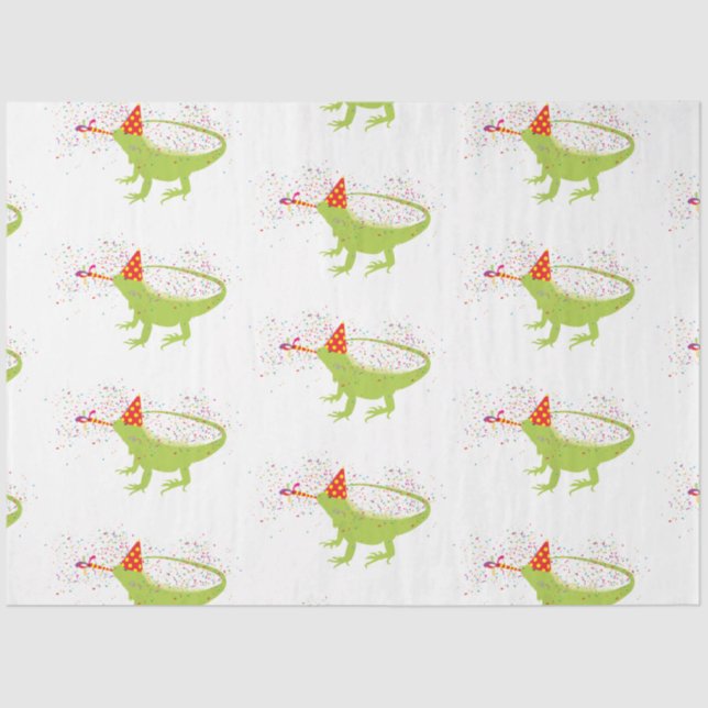 Iguana Lizard Partying Tiere mit Party Seidenpapier (Vorderseite)