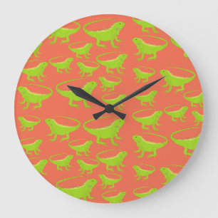 Iguana Lizard Pattern Große Wanduhr