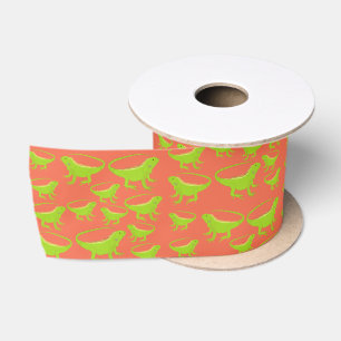 Iguana Lizard Pattern Satinband