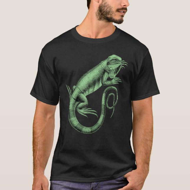 Iguana Lizard Reptile Leguan Green Pet Animal Herd T-Shirt (Vorderseite)