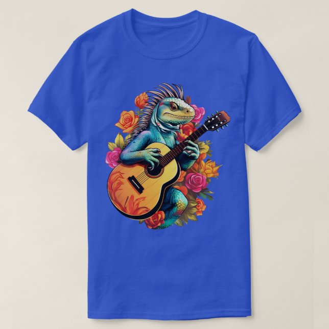 Iguana mit akustischer Gitarre T-Shirt (Design vorne)