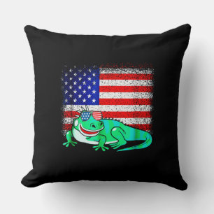Iguana mit der amerikanischen Flagge Kissen