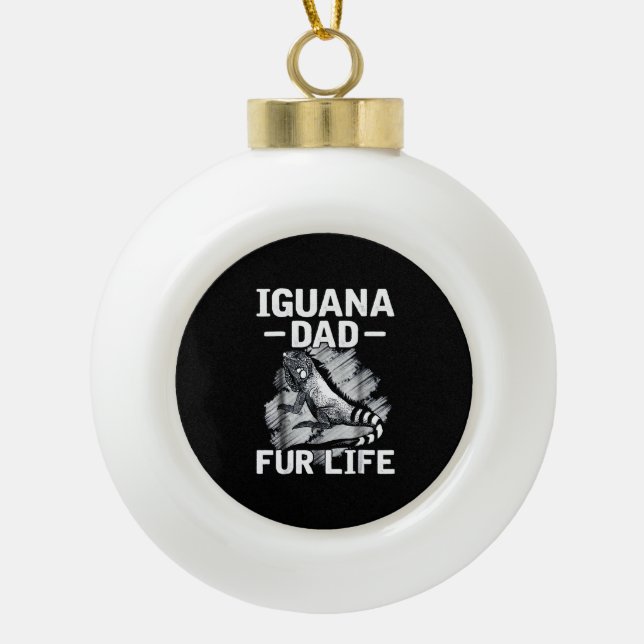 Iguana Papa Keramik Kugel-Ornament (Vorderseite)