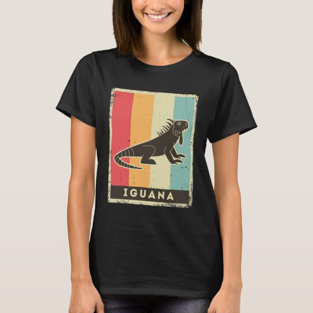 Iguana  Retro Poster Animal T-Shirt (Vorderseite)