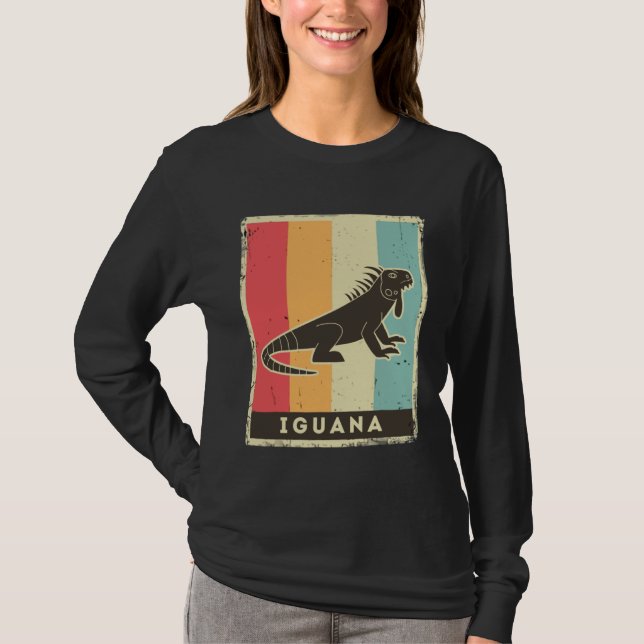 Iguana  Retro Poster Animal T-Shirt (Vorderseite)