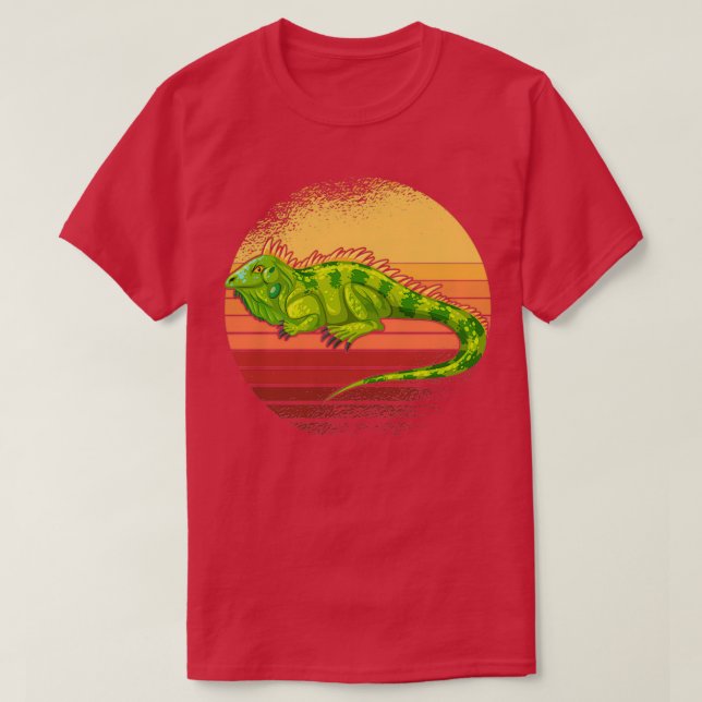 Iguana Retro Sunset Reptiles 2 T-Shirt (Design vorne)