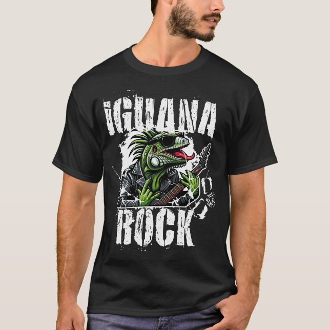 Iguana Rock Lizard Rocker T-Shirt (Vorderseite)