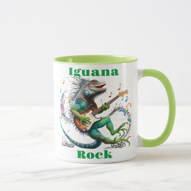 Iguana Rockstar in a Colorful Music Burg Tasse (Rechts)