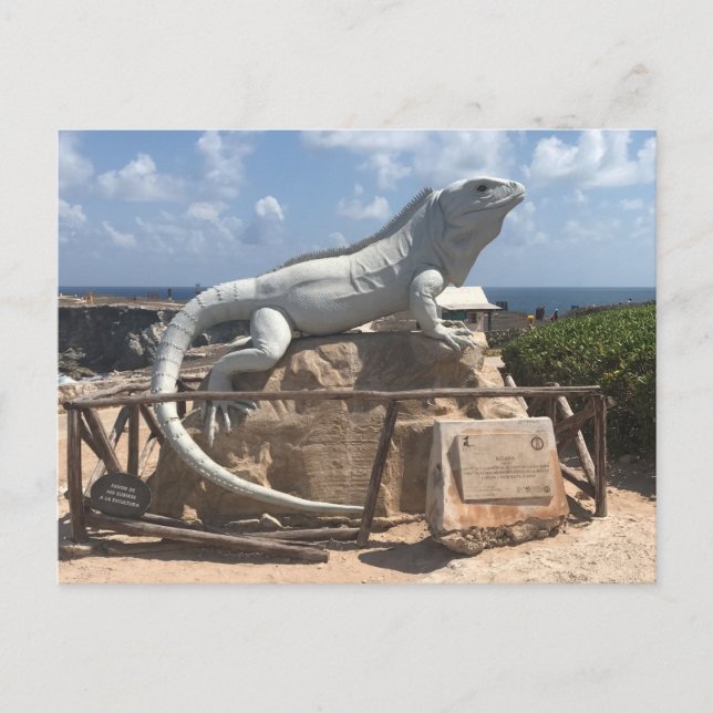 Iguana Sculpture Isla Mujeres, Mexiko Postcard Postkarte (Vorderseite)