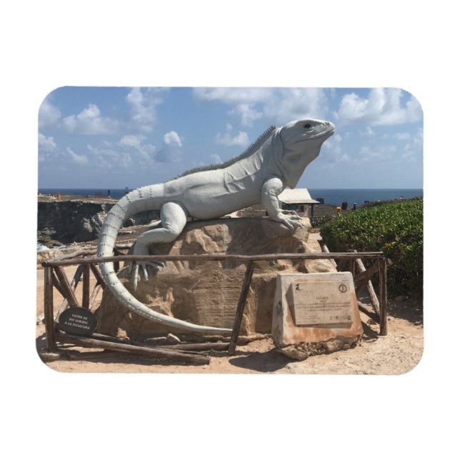Iguana Skulptur Isla Mujeres, Mexiko Foto Magnet (Horizontal)