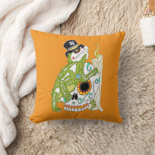Iguana Sugar Skull Kissen
