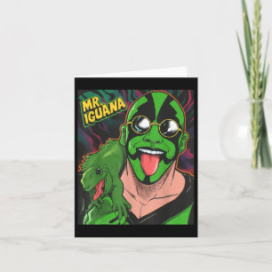 Iguana Tongue Out Funny Lizard Wrestler Cartoon Karte