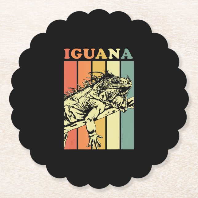 Iguana Vintages Geschenk Untersetzer (Vorderseite)