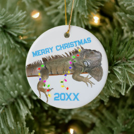 Iguana Weihnachts-Fotovorlage Exotische Haustiere Keramik Ornament