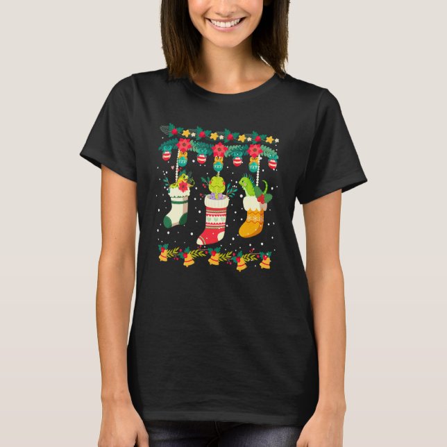 Iguana Weihnachtsstöcke X Mas Lights Pajama Matchi T-Shirt (Vorderseite)