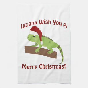 Iguana wünscht Ihnen ein frohes Weihnachtsfest Geschirrtuch