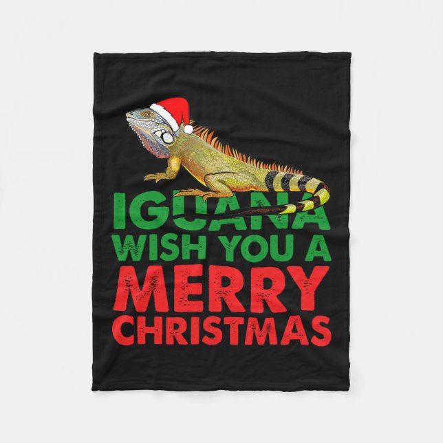 Iguana wünscht Ihnen ein frohes Weihnachtsfest Igu Fleecedecke (Vorderseite)
