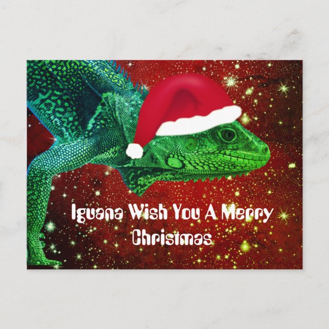 Iguana wünscht Ihnen ein frohes Weihnachtsfest Postkarte (Vorderseite)
