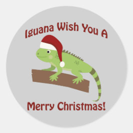 Iguana wünscht Ihnen ein frohes Weihnachtsfest Runder Aufkleber